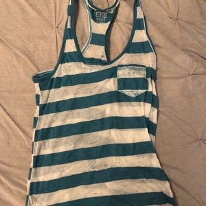 Blue and white striped tank top